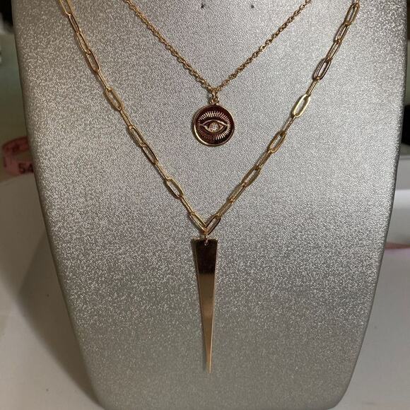 2 layer gold tone chain necklace - Picture 1 of 3